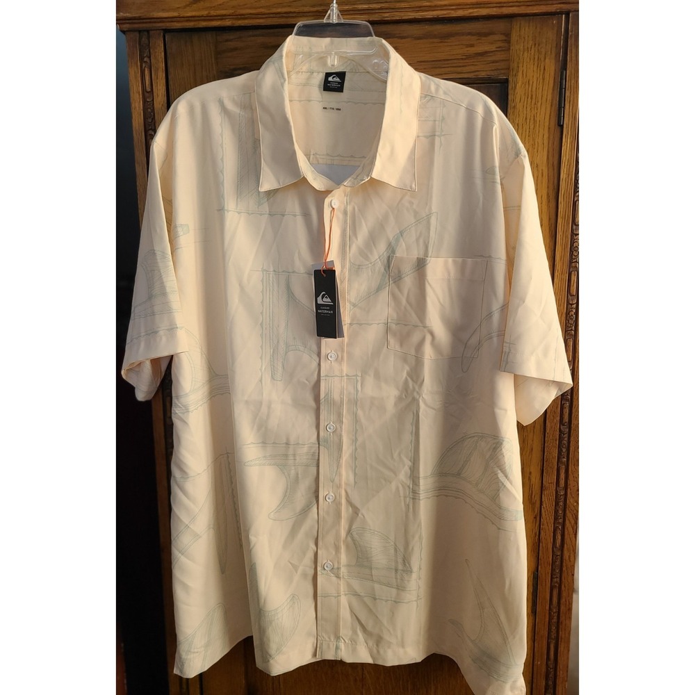 Quiksilver Mens XXL Poly S/S‎ Button Up Hawaiian Aloha Shirt NWT